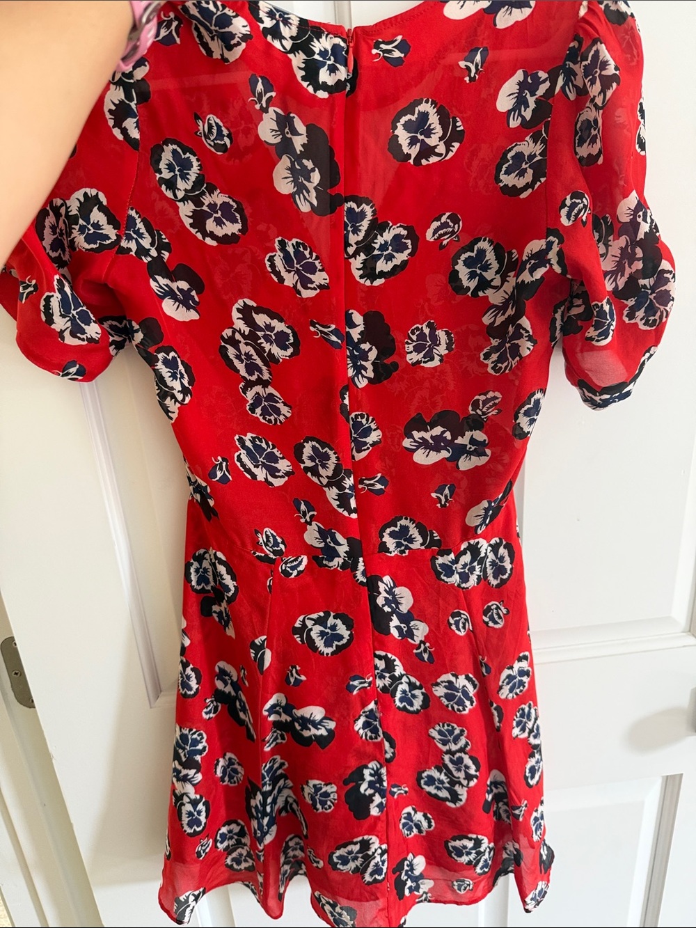 Realisation Par Red Floral Puff Sleeve Mini Dress